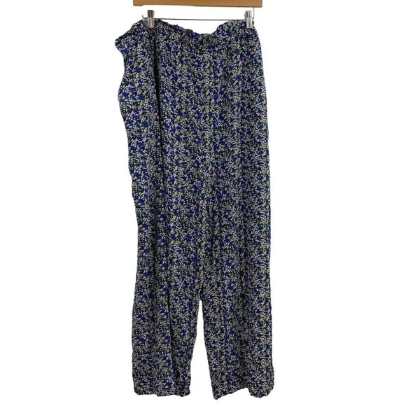 Nordstrom BP Womens Paperbag Waist Trousers In Black Blue Maisey Ditsy SZ 3X NWT - Picture 3 of 14